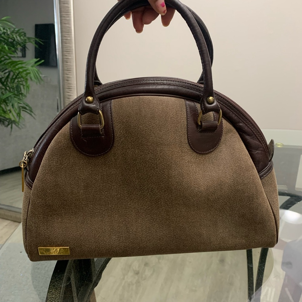 Pierre Cardin Elegant Brown suede Leather trim Handbag